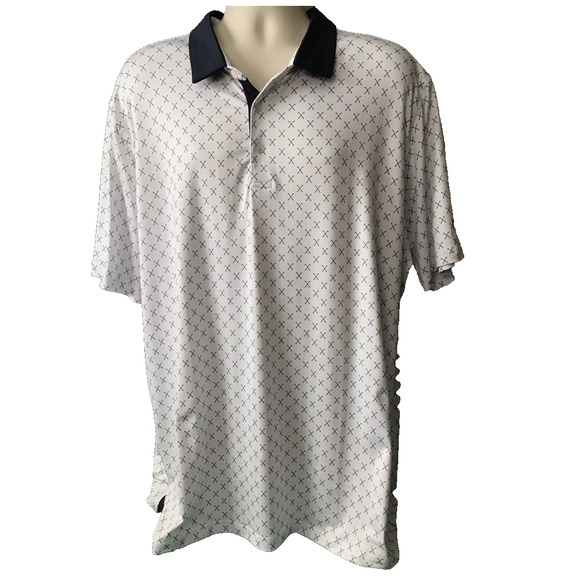 Maelreg Men's GolfShirt White Crossed Clubs Performance Polo Golf 4XL Big - Picture 1 of 7